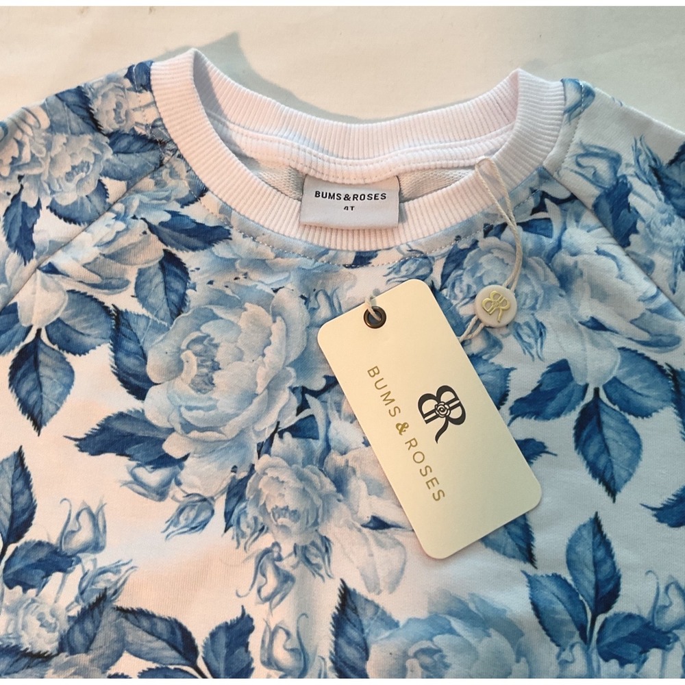 Bums & Roses Kids "My Something Blue" Bamboo Sweatshirt and Joggers Set 4T NWT